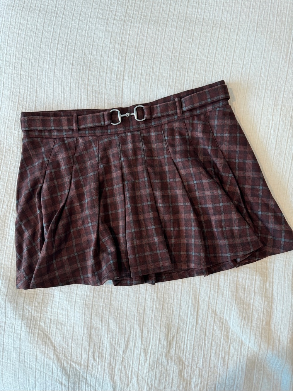 American Eagle Outfitters Brown Plaid Pleated Mini Skirt
